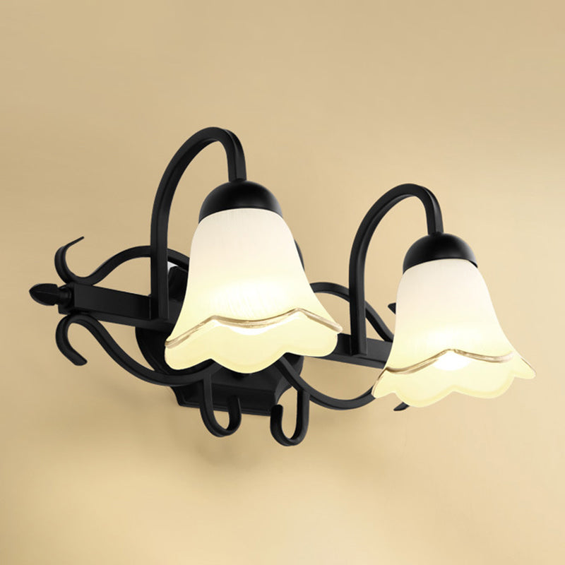 American Creative Vanity Wall Sconce Metal Vanity Sconce in Opal Glass Shade for Bathroom Clearhalo 'Vanity Lights' 'Wall Lights' Lighting' 2617200