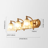 Bathroom Decoration Wall Light Sconce Brass Armed Wall Mounted Mirror Front in Ribbed Glass Shade Clearhalo 'Vanity Lights' 'Wall Lights' Lighting' 2617208