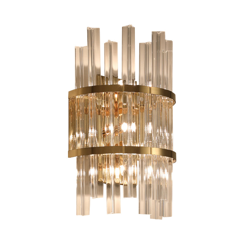 Clear Crystal Prism Sconce Lighting Modern 3 Lights Chrome/Gold Finish Wall Mounted Lamp for Living Room Clearhalo 'Modern wall lights' 'Modern' 'Wall Lamps & Sconces' 'Wall Lights' Lighting' 261721