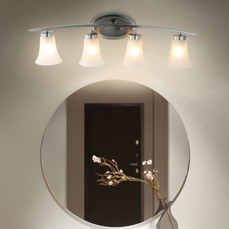 American Simplicity Wall Mounted Lights 4 Lights Opal White Glass Vanity Wall Sconce for Bathroom Clearhalo 'Vanity Lights' 'Wall Lights' Lighting' 2617217