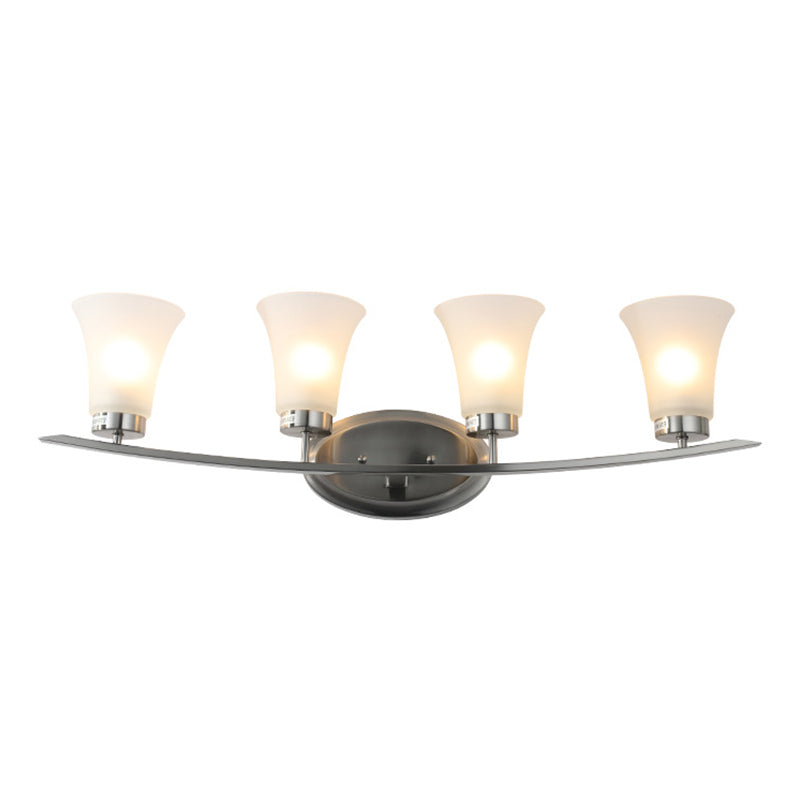 American Simplicity Wall Mounted Lights 4 Lights Opal White Glass Vanity Wall Sconce for Bathroom Clearhalo 'Vanity Lights' 'Wall Lights' Lighting' 2617220