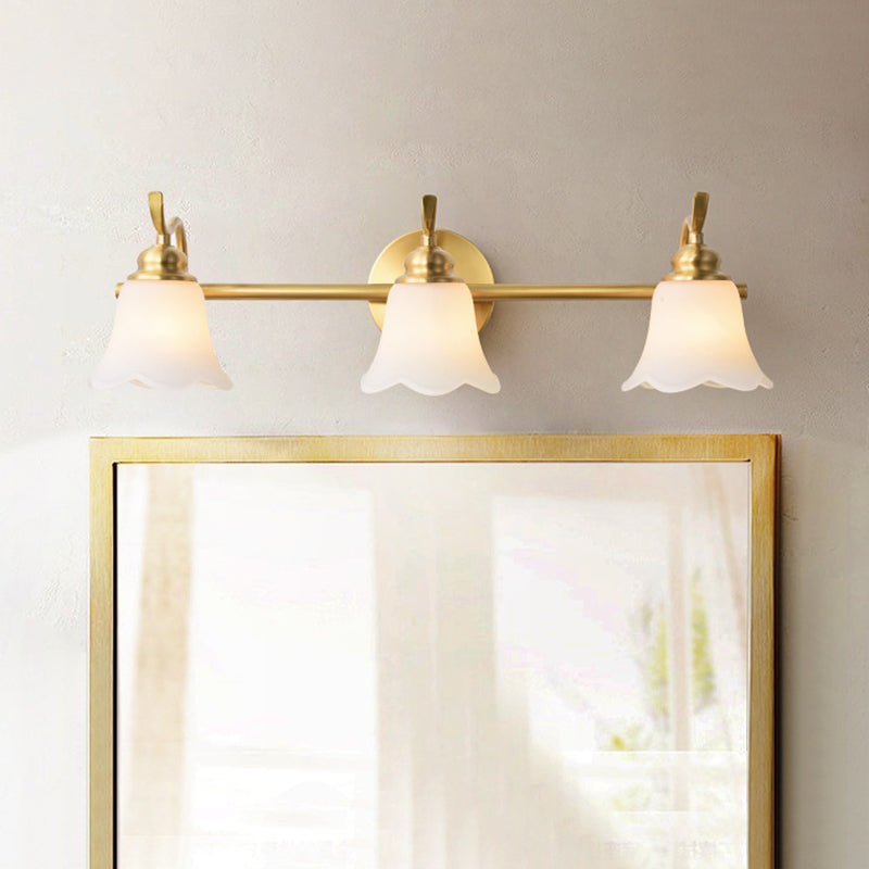 American Brass Indoor Wall Lighting Down Lighting Vanity Light above Mirror in Frosted Glass Clearhalo 'Vanity Lights' 'Wall Lights' Lighting' 2617229