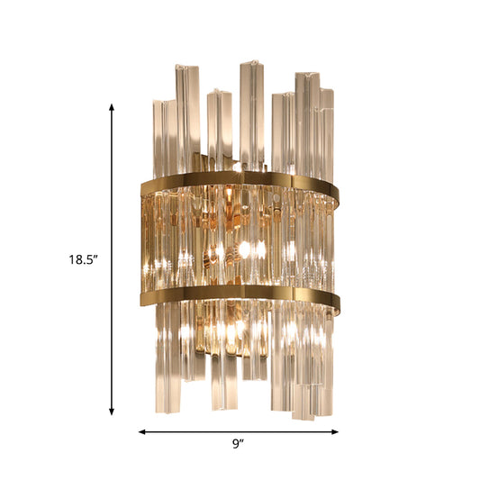 Clear Crystal Prism Sconce Lighting Modern 3 Lights Chrome/Gold Finish Wall Mounted Lamp for Living Room Clearhalo 'Modern wall lights' 'Modern' 'Wall Lamps & Sconces' 'Wall Lights' Lighting' 261722