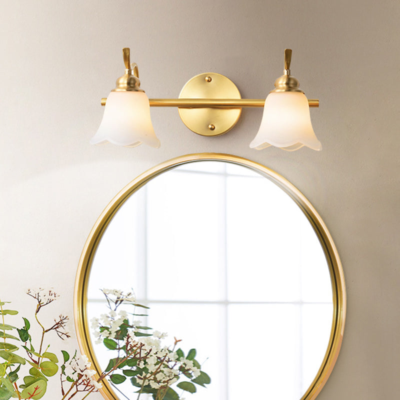 American Brass Indoor Wall Lighting Down Lighting Vanity Light above Mirror in Frosted Glass 2.0 Brass Clearhalo 'Vanity Lights' 'Wall Lights' Lighting' 2617230