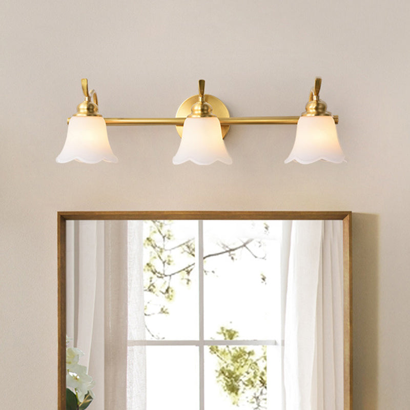 American Brass Indoor Wall Lighting Down Lighting Vanity Light above Mirror in Frosted Glass Clearhalo 'Vanity Lights' 'Wall Lights' Lighting' 2617231