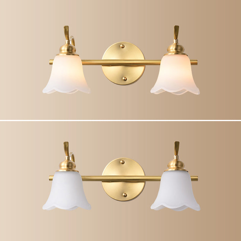 American Brass Indoor Wall Lighting Down Lighting Vanity Light above Mirror in Frosted Glass Clearhalo 'Vanity Lights' 'Wall Lights' Lighting' 2617234