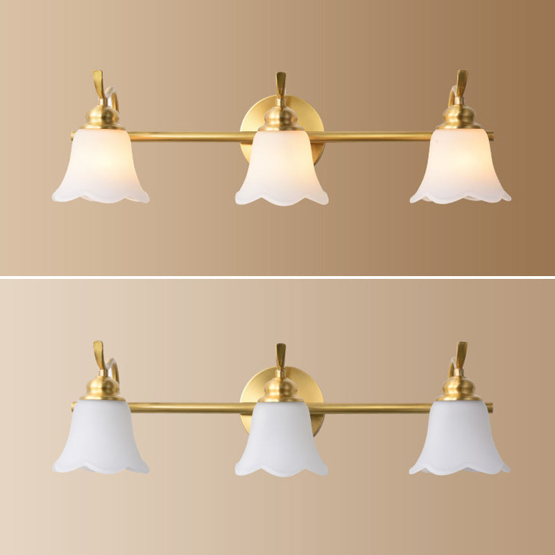 American Brass Indoor Wall Lighting Down Lighting Vanity Light above Mirror in Frosted Glass Clearhalo 'Vanity Lights' 'Wall Lights' Lighting' 2617235