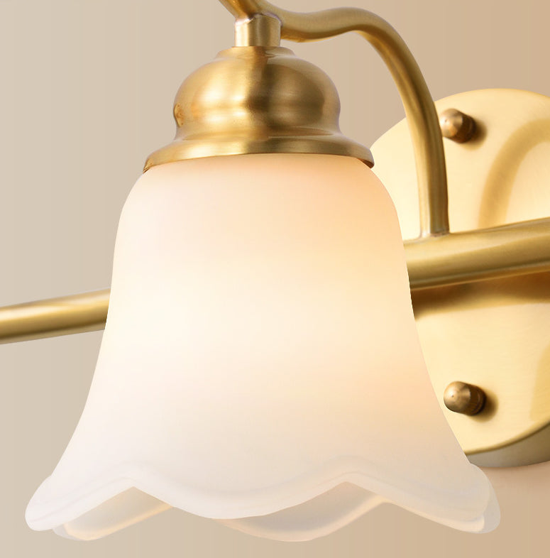 American Brass Indoor Wall Lighting Down Lighting Vanity Light above Mirror in Frosted Glass Clearhalo 'Vanity Lights' 'Wall Lights' Lighting' 2617236