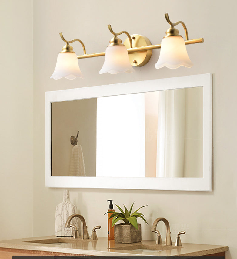 American Brass Indoor Wall Lighting Down Lighting Vanity Light above Mirror in Frosted Glass Clearhalo 'Vanity Lights' 'Wall Lights' Lighting' 2617237