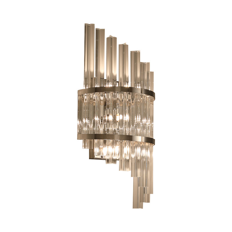 Clear Crystal Prism Sconce Lighting Modern 3 Lights Chrome/Gold Finish Wall Mounted Lamp for Living Room Clearhalo 'Modern wall lights' 'Modern' 'Wall Lamps & Sconces' 'Wall Lights' Lighting' 261726