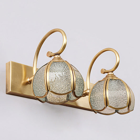 Brass Vanity Sconce Light Mid-Century Style Bathroom Vanity Lights in Glass Shade Clearhalo 'Vanity Lights' 'Wall Lights' Lighting' 2617297