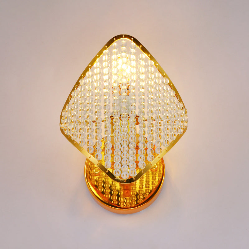 Clear Crystal Beaded Wall Light Fixture Modern Stylish 1 Head Golden Wall Mounted Light with Rhombus Shape Clearhalo 'Modern wall lights' 'Modern' 'Wall Lamps & Sconces' 'Wall Lights' Lighting' 261730