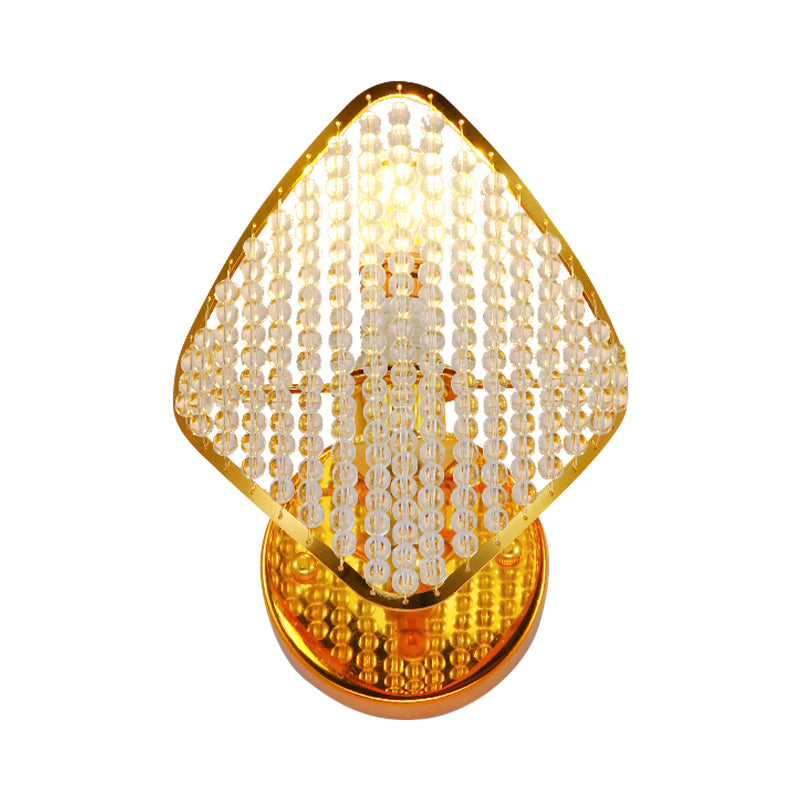 Clear Crystal Beaded Wall Light Fixture Modern Stylish 1 Head Golden Wall Mounted Light with Rhombus Shape Clearhalo 'Modern wall lights' 'Modern' 'Wall Lamps & Sconces' 'Wall Lights' Lighting' 261732