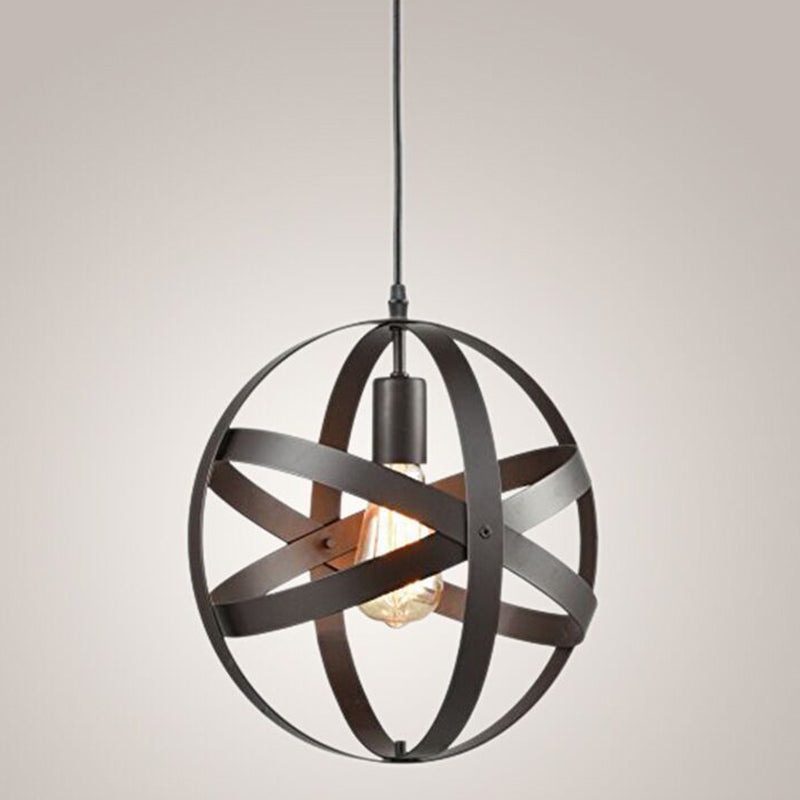 1 Light Cage Globe Pendant Light Industrial Metal Ceiling Light with Hanging Cord for Restaurant Clearhalo 'Ceiling Lights' 'Pendant Lights' 'Pendants' Lighting' options 2617395