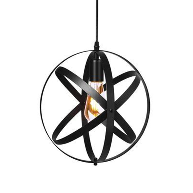1 Light Cage Globe Pendant Light Industrial Metal Ceiling Light with Hanging Cord for Restaurant Black Clearhalo 'Ceiling Lights' 'Pendant Lights' 'Pendants' Lighting' options 2617396_e7a3d60f-40da-4a43-bdee-0be8e8036fca