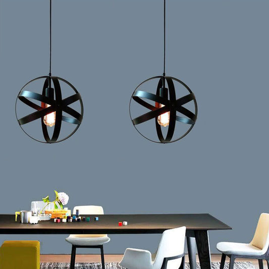 1 Light Cage Globe Pendant Light Industrial Metal Ceiling Light with Hanging Cord for Restaurant Clearhalo 'Ceiling Lights' 'Pendant Lights' 'Pendants' Lighting' options 2617397