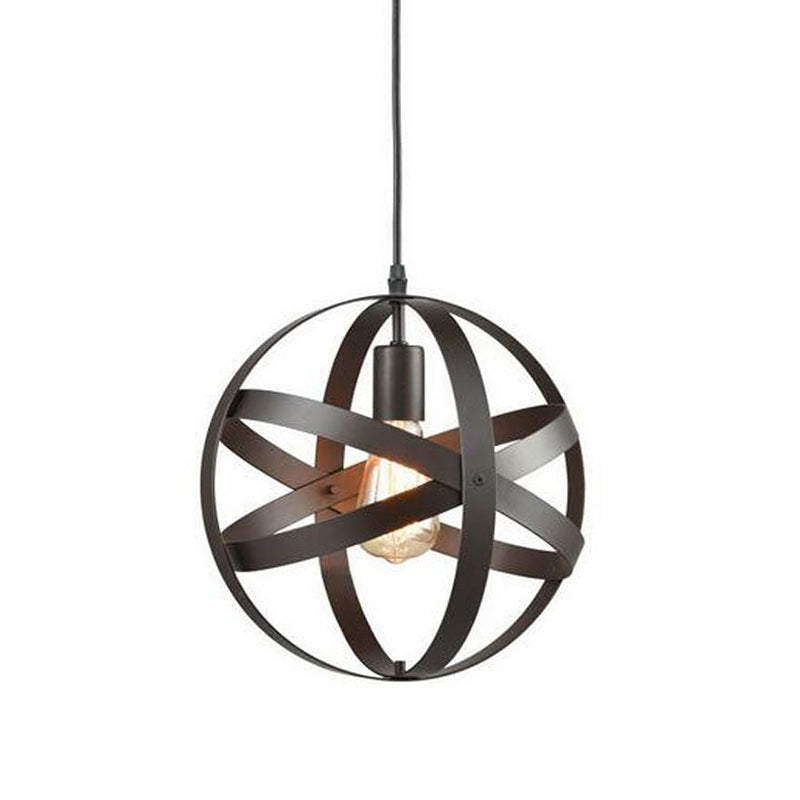 1 Light Cage Globe Pendant Light Industrial Metal Ceiling Light with Hanging Cord for Restaurant Clearhalo 'Ceiling Lights' 'Pendant Lights' 'Pendants' Lighting' options 2617398