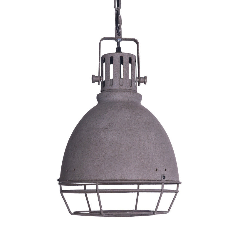 1 Light Bowl Light Kit Retro Industrial Metal Hanging Light with Hanging Chain for Restaurant Grey Clearhalo 'Ceiling Lights' 'Pendant Lights' 'Pendants' Lighting' options 2617405_e7910719-04f9-400c-8d18-cb02ddaee559