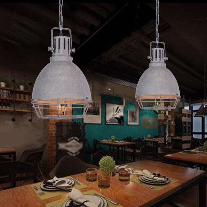 1 Light Bowl Light Kit Retro Industrial Metal Hanging Light with Hanging Chain for Restaurant Clearhalo 'Ceiling Lights' 'Pendant Lights' 'Pendants' Lighting' options 2617406