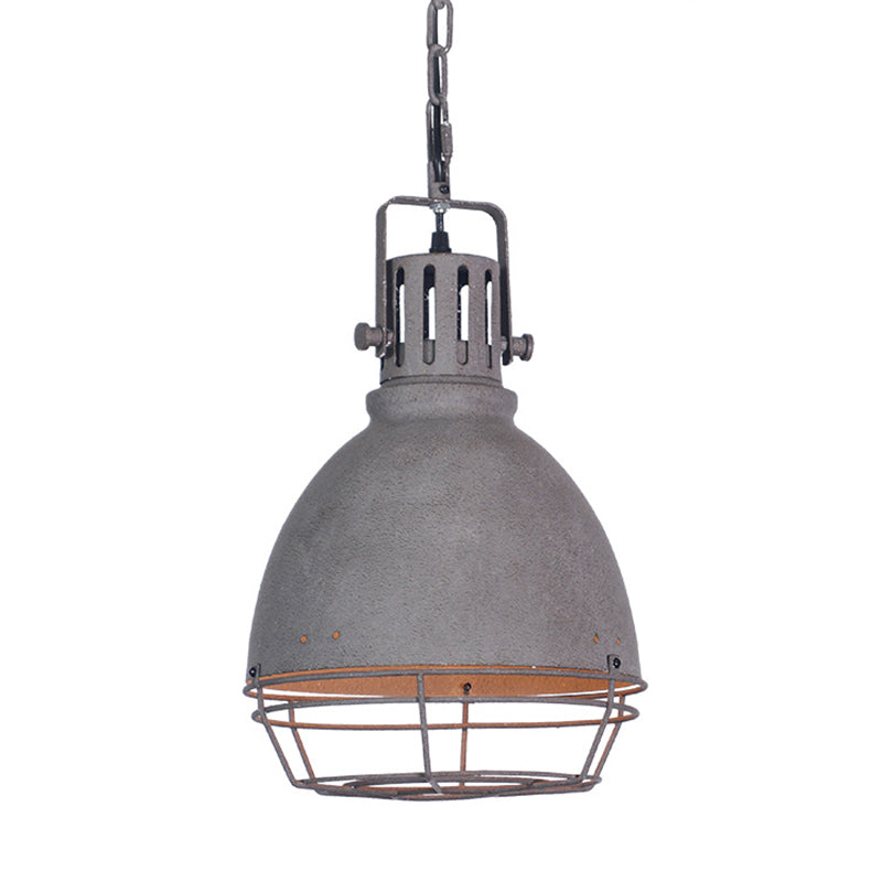 1 Light Bowl Light Kit Retro Industrial Metal Hanging Light with Hanging Chain for Restaurant Clearhalo 'Ceiling Lights' 'Pendant Lights' 'Pendants' Lighting' options 2617409