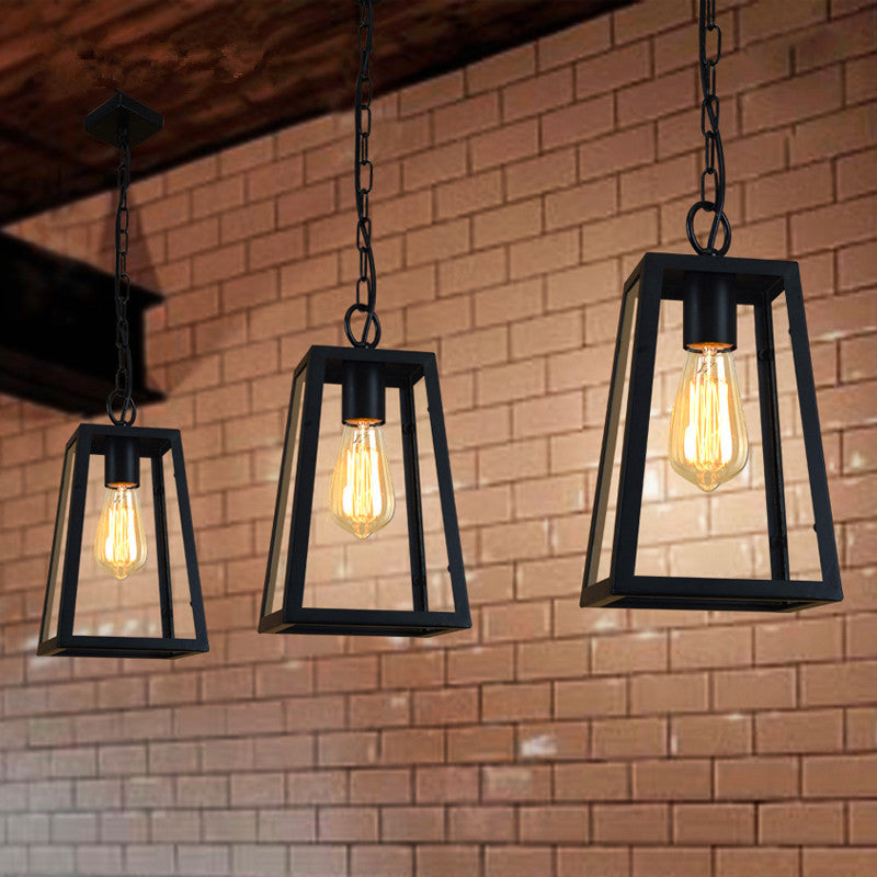 1 Light Trapezoid Ceiling Pendant Creative Industrial Style Metal Pendant for Restaurant Clearhalo 'Ceiling Lights' 'Pendant Lights' 'Pendants' Lighting' 2617430