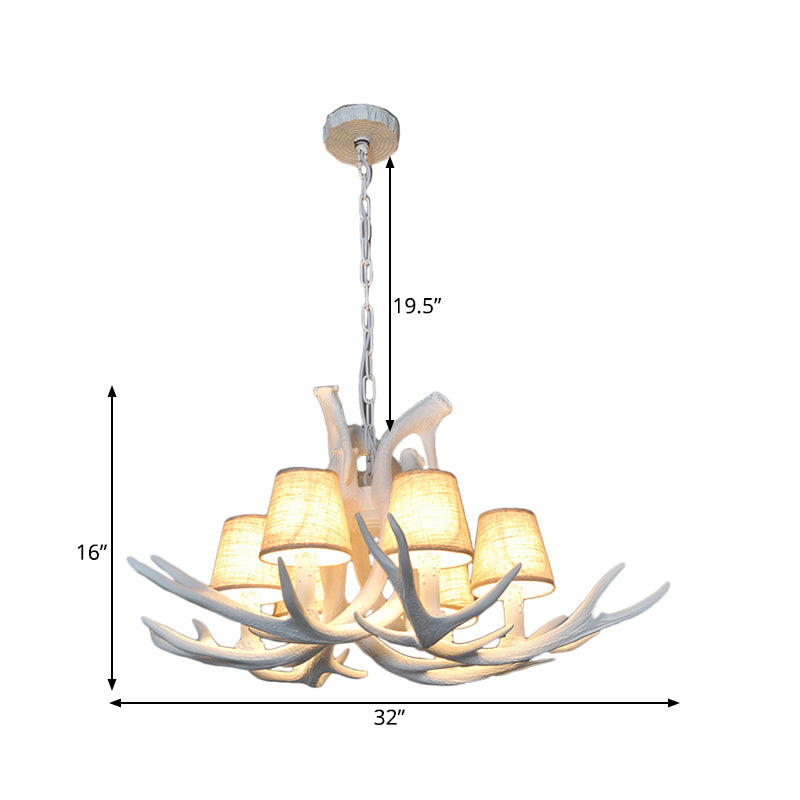 Resin White/Brown and Yellow Chandelier Lighting Antler 6 Lights Traditional Pendant Lamp for Dining Room with/without Shade Clearhalo 'Ceiling Lights' 'Chandeliers' Lighting' options 261745