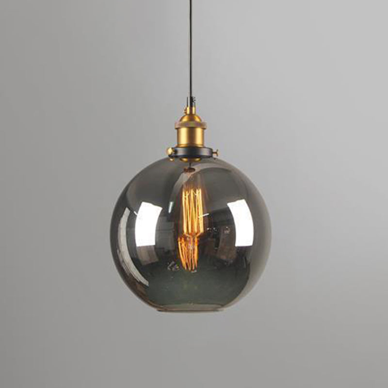 1 Light Hanging Pendant Lights Nordic Industrial Style Mirrored Glass Pendant Ceiling Lights Smoke Gray Globe Clearhalo 'Ceiling Lights' 'Pendant Lights' 'Pendants' Lighting' 2617481