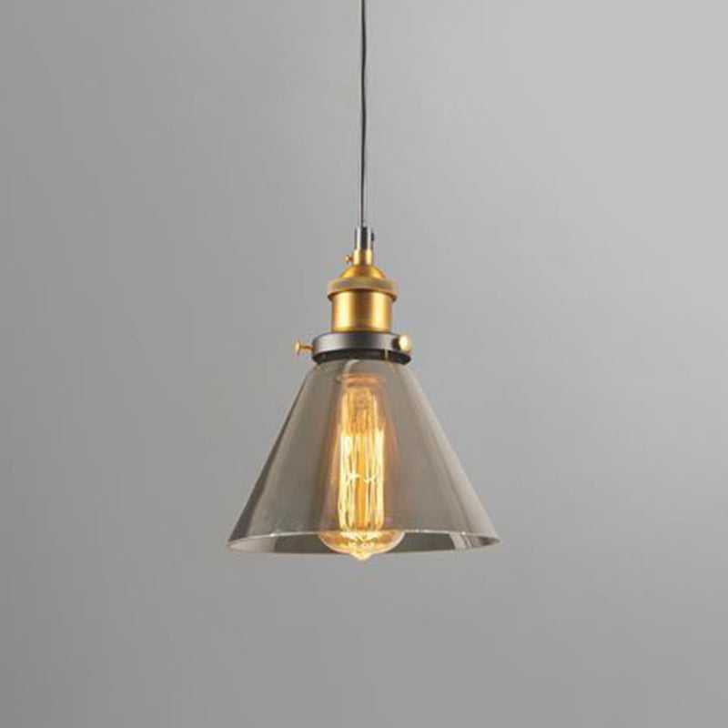 1 Light Hanging Pendant Lights Nordic Industrial Style Mirrored Glass Pendant Ceiling Lights Smoke Gray Triangle Clearhalo 'Ceiling Lights' 'Pendant Lights' 'Pendants' Lighting' 2617484