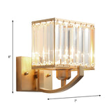 Black/Gold Rectangle Wall Mount Lighting Modern Style 1 Head Clear Crystal Sconce Light for Bedroom, 7"/18" W Clearhalo 'Modern wall lights' 'Modern' 'Wall Lamps & Sconces' 'Wall Lights' Lighting' 261756