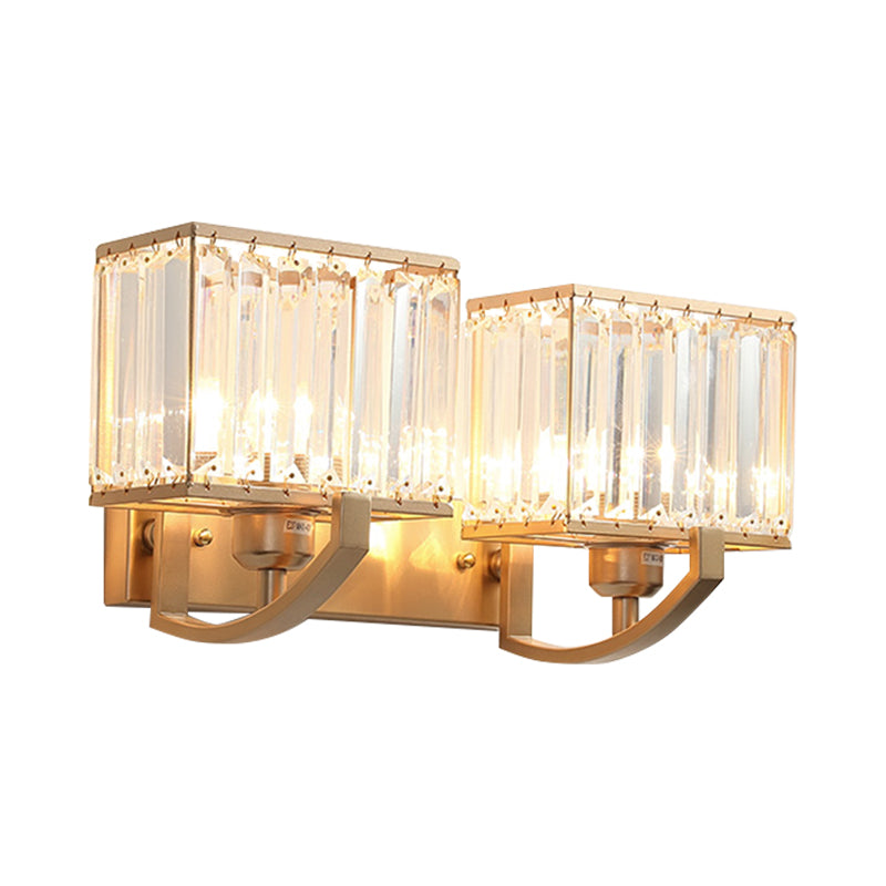 Black/Gold Rectangle Wall Mount Lighting Modern Style 1 Head Clear Crystal Sconce Light for Bedroom, 7"/18" W Clearhalo 'Modern wall lights' 'Modern' 'Wall Lamps & Sconces' 'Wall Lights' Lighting' 261759