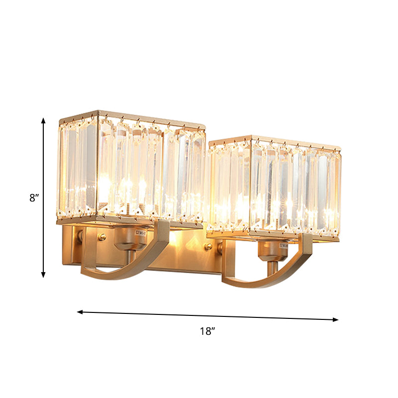 Black/Gold Rectangle Wall Mount Lighting Modern Style 1 Head Clear Crystal Sconce Light for Bedroom, 7"/18" W Clearhalo 'Modern wall lights' 'Modern' 'Wall Lamps & Sconces' 'Wall Lights' Lighting' 261760