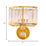 Rectangular Hallway Sconce Light Metal 1 Head Modern Style Golden Wall Lighting with Clear Crystal Block Accent Clearhalo 'Modern wall lights' 'Modern' 'Wall Lamps & Sconces' 'Wall Lights' Lighting' 261770