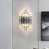 Modernist Style Tubular Wall Lighting Clear Crystal 2 Lights Living Room Wall Light Fixture in Chrome Clearhalo 'Modern wall lights' 'Modern' 'Wall Lamps & Sconces' 'Wall Lights' Lighting' 261820