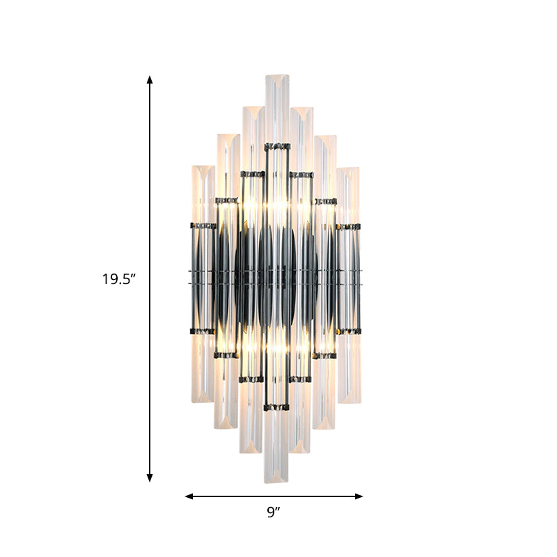 Modernist Style Tubular Wall Lighting Clear Crystal 2 Lights Living Room Wall Light Fixture in Chrome Clearhalo 'Modern wall lights' 'Modern' 'Wall Lamps & Sconces' 'Wall Lights' Lighting' 261823