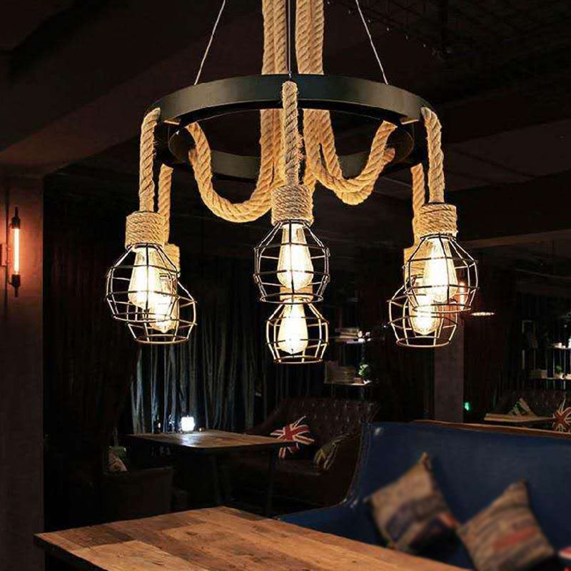 Cage Multi Drop Light Fittings Industrial Metal Hanging Pendant Lights for Restaurant Clearhalo 'Ceiling Lights' 'Pendant Lights' 'Pendants' Lighting' 2618276