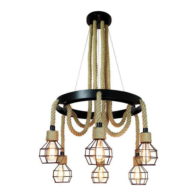 Cage Multi Drop Light Fittings Industrial Metal Hanging Pendant Lights for Restaurant Clearhalo 'Ceiling Lights' 'Pendant Lights' 'Pendants' Lighting' 2618278