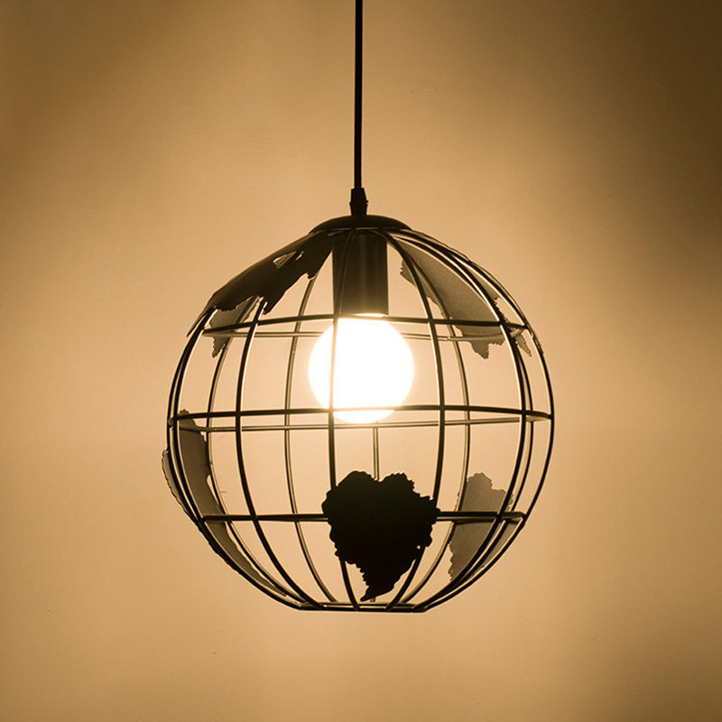 1 Light Globe Hanging Light Fixtures Retro Industrial Metal Ceiling Pendant for Bar Clearhalo 'Ceiling Lights' 'Pendant Lights' 'Pendants' Lighting' 2618285