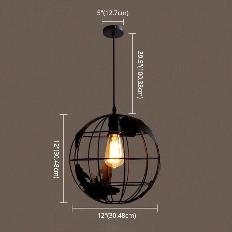 1 Light Globe Hanging Light Fixtures Retro Industrial Metal Ceiling Pendant for Bar Clearhalo 'Ceiling Lights' 'Pendant Lights' 'Pendants' Lighting' 2618287