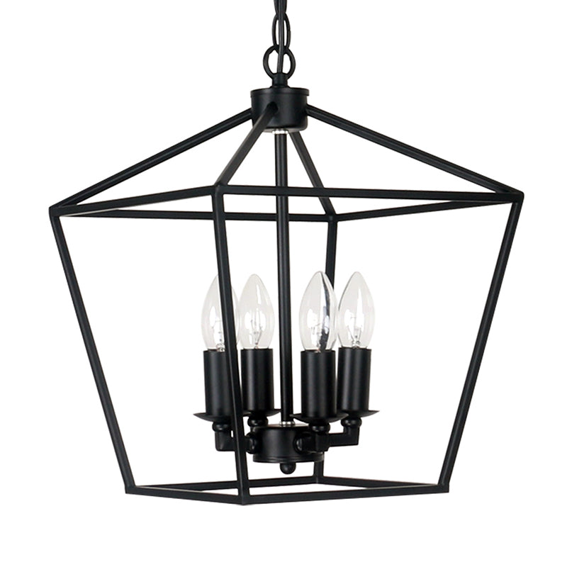 4 Lights Geometric Multi Pendant Retro Industrial Style Metal Multi Drop Ceiling Lights for Restaurant Clearhalo 'Ceiling Lights' 'Pendant Lights' 'Pendants' Lighting' 2618309