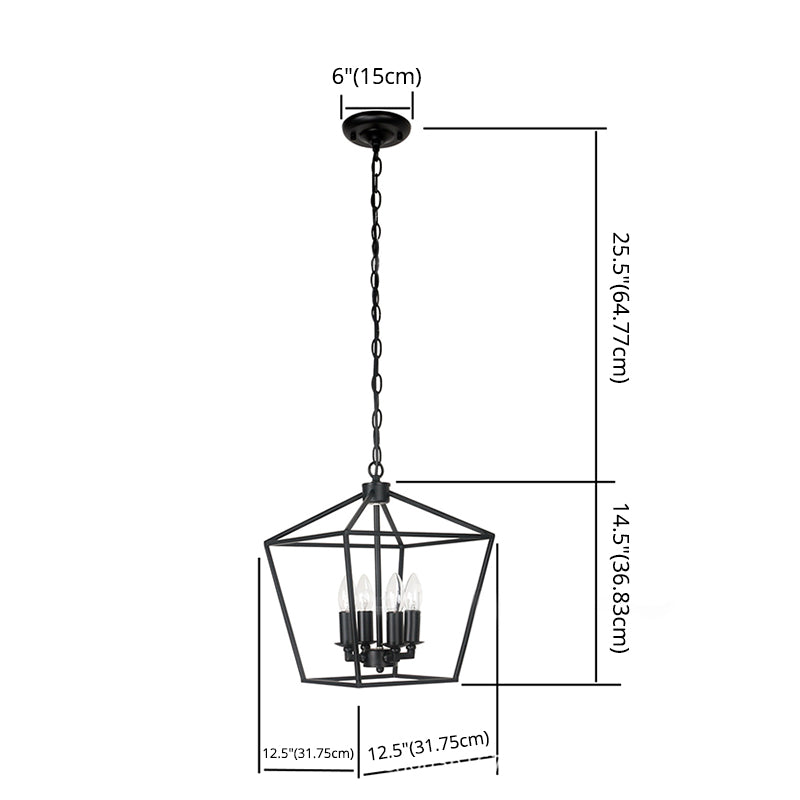 4 Lights Geometric Multi Pendant Retro Industrial Style Metal Multi Drop Ceiling Lights for Restaurant Clearhalo 'Ceiling Lights' 'Pendant Lights' 'Pendants' Lighting' 2618312