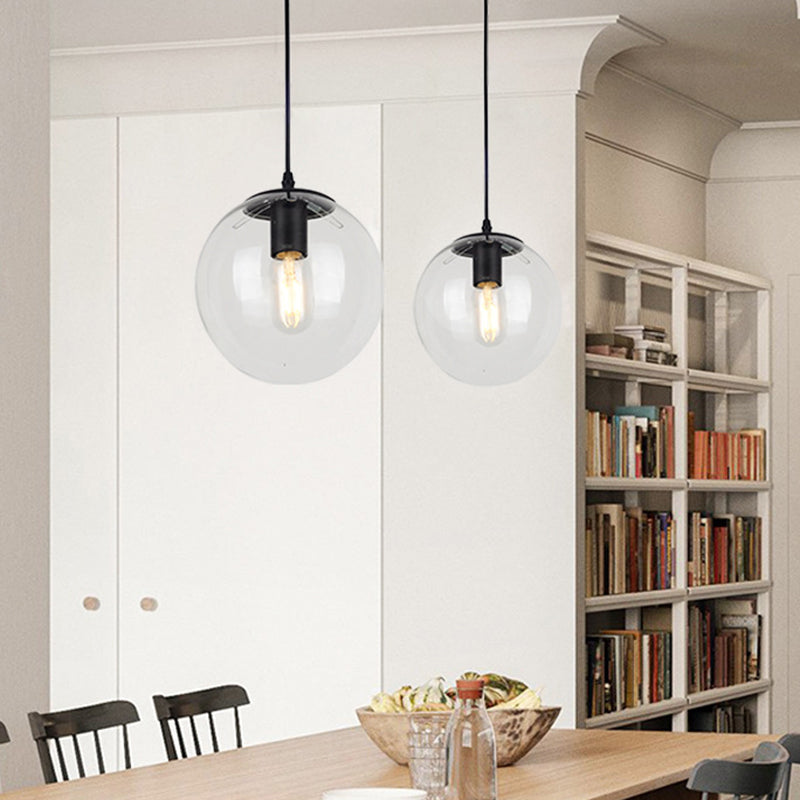 1 Light Globe Light Pendant Nordic Industrial Style Glass Hanging Lights for Restaurant Clearhalo 'Ceiling Lights' 'Pendant Lights' 'Pendants' Lighting' 2618321