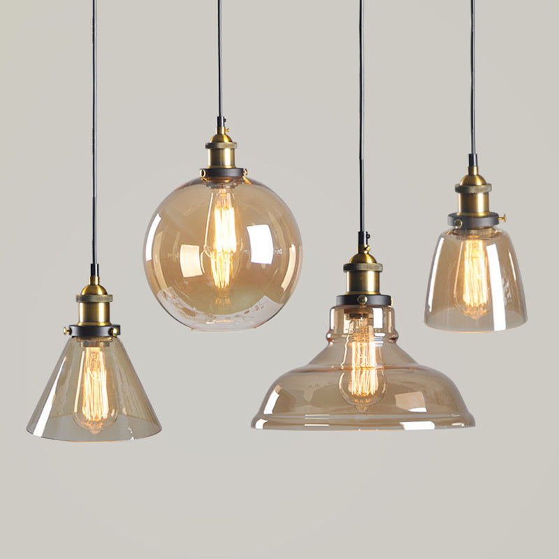 1 Light Hanging Light Fixtures Retro Industrial Style Glass Hanging Pendant Lights for Bar Clearhalo 'Ceiling Lights' 'Pendant Lights' 'Pendants' Lighting' 2618333