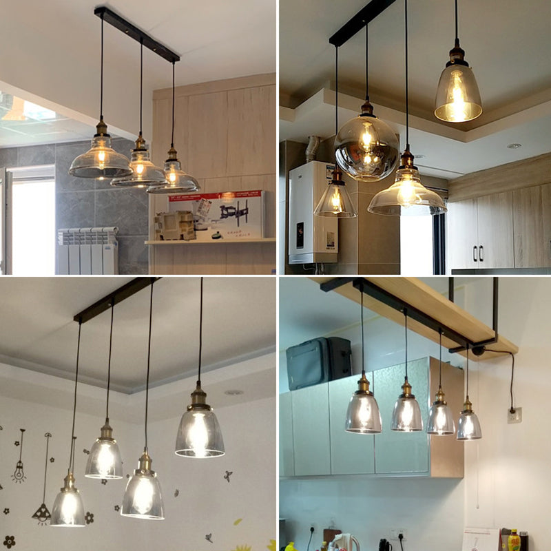 1 Light Hanging Light Fixtures Retro Industrial Style Glass Hanging Pendant Lights for Bar Clearhalo 'Ceiling Lights' 'Pendant Lights' 'Pendants' Lighting' 2618338