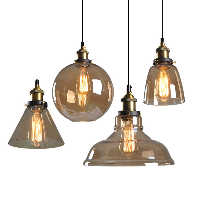 1 Light Hanging Light Fixtures Retro Industrial Style Glass Hanging Pendant Lights for Bar Clearhalo 'Ceiling Lights' 'Pendant Lights' 'Pendants' Lighting' 2618340