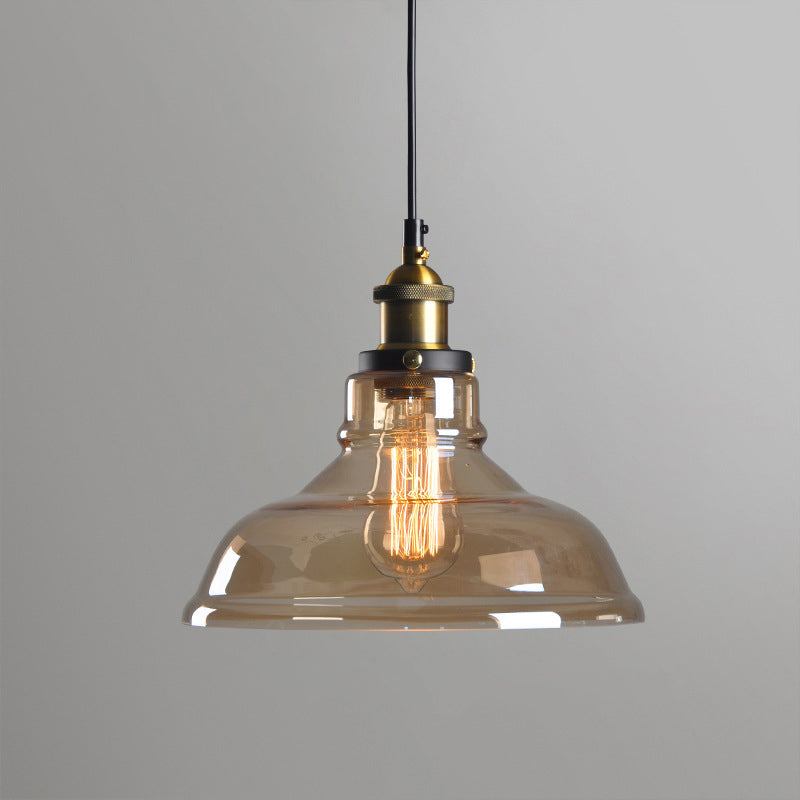 1 Light Hanging Light Fixtures Retro Industrial Style Glass Hanging Pendant Lights for Bar Clearhalo 'Ceiling Lights' 'Pendant Lights' 'Pendants' Lighting' 2618341