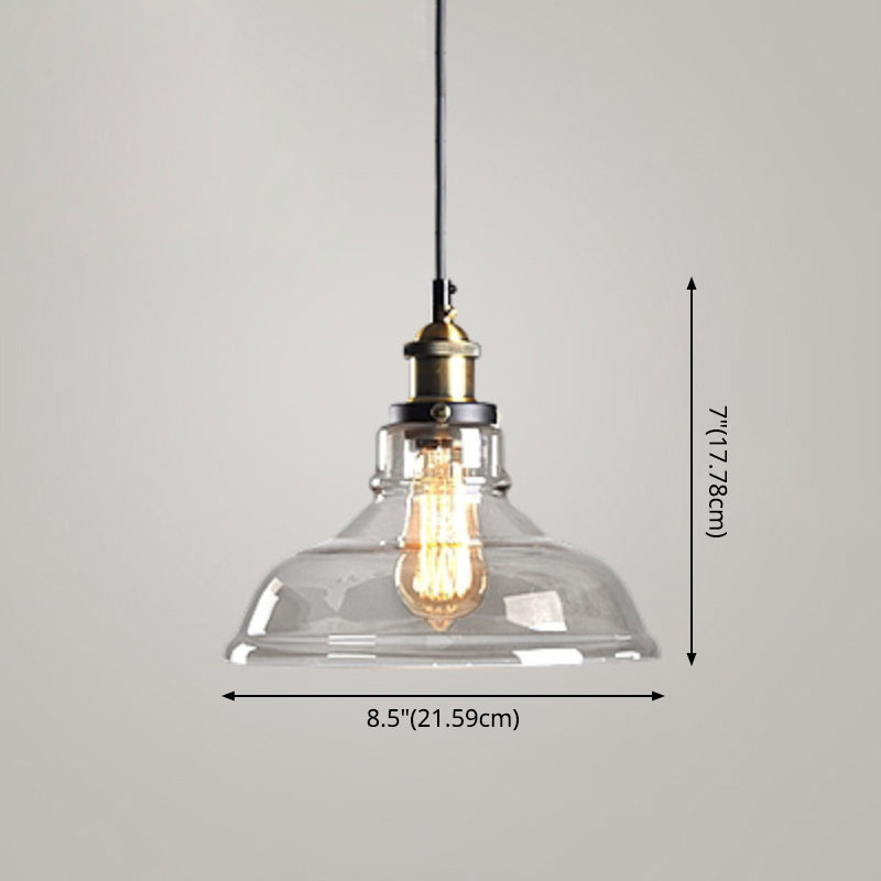 1 Light Hanging Light Fixtures Retro Industrial Style Glass Hanging Pendant Lights for Bar Clearhalo 'Ceiling Lights' 'Pendant Lights' 'Pendants' Lighting' 2618342