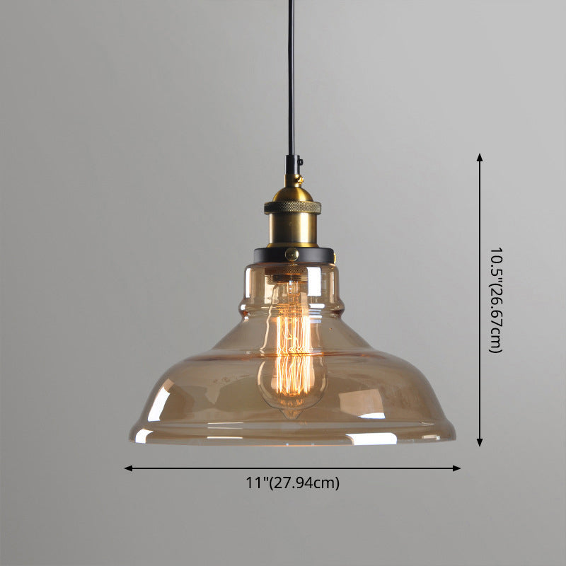 1 Light Hanging Light Fixtures Retro Industrial Style Glass Hanging Pendant Lights for Bar Clearhalo 'Ceiling Lights' 'Pendant Lights' 'Pendants' Lighting' 2618347