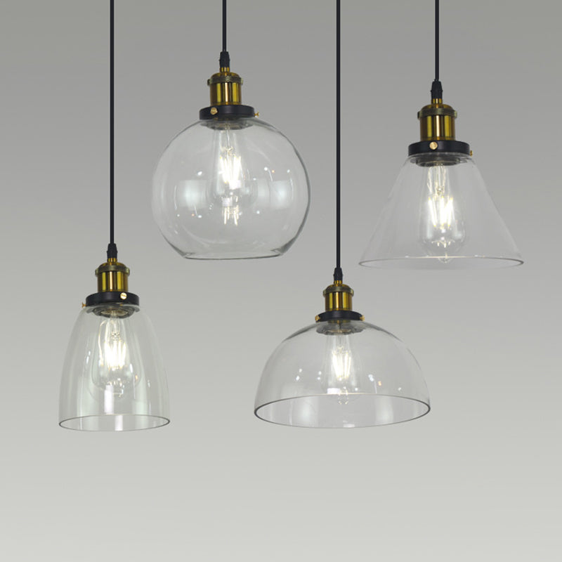 1 Light Ceiling Light Retro Industrial Style Glass Ceiling Fixture for Restaurant Clearhalo 'Ceiling Lights' 'Pendant Lights' 'Pendants' Lighting' 2618348