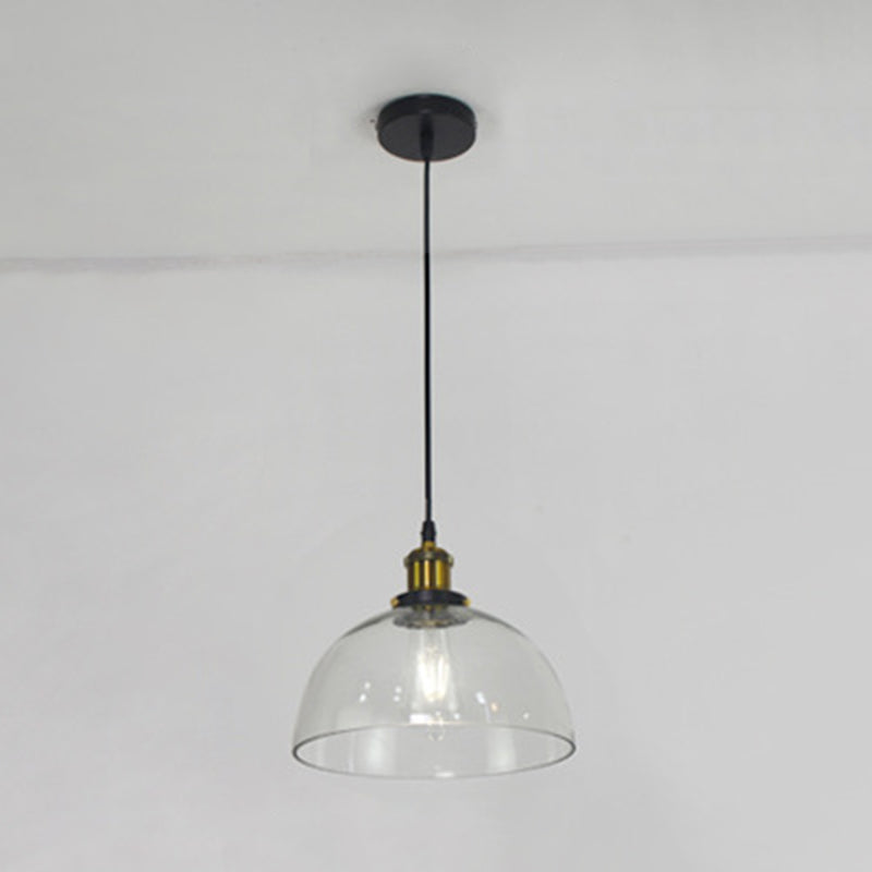 1 Light Ceiling Light Retro Industrial Style Glass Ceiling Fixture for Restaurant Clear Semicircle Clearhalo 'Ceiling Lights' 'Pendant Lights' 'Pendants' Lighting' 2618352_af1eb113-5d6b-4be7-9da7-cbf03853007b