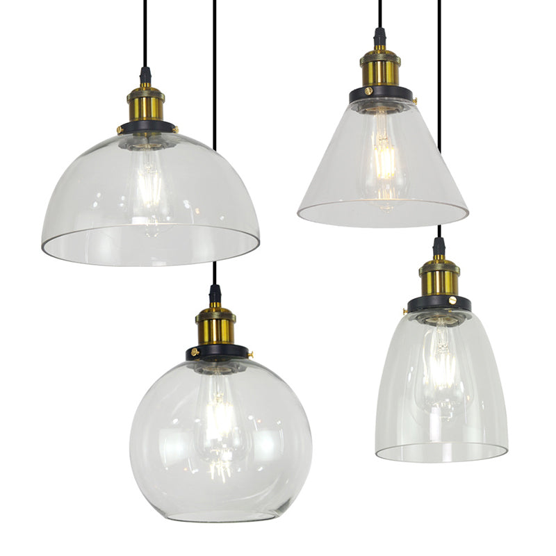 1 Light Ceiling Light Retro Industrial Style Glass Ceiling Fixture for Restaurant Clearhalo 'Ceiling Lights' 'Pendant Lights' 'Pendants' Lighting' 2618355